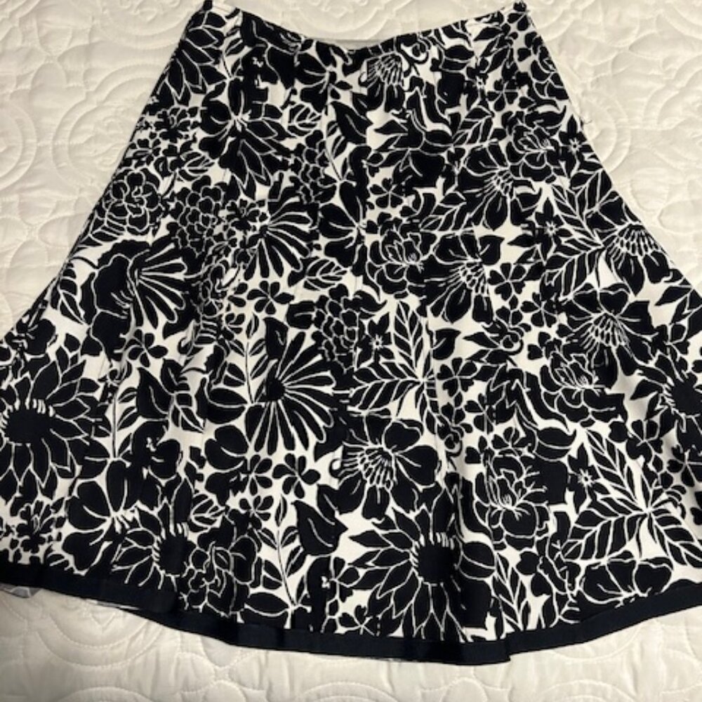Ann Taylor black floral silk skirt